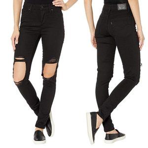 NWT Levi's 721 Black HighRise Skinny Distress Jean